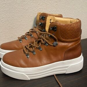 J / slides NYC Adele Brown leather high top sneakers Womens size 8